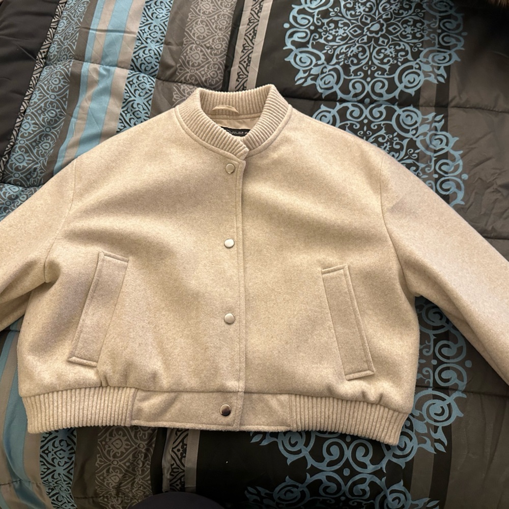 Zara Cream Bomber Jacket